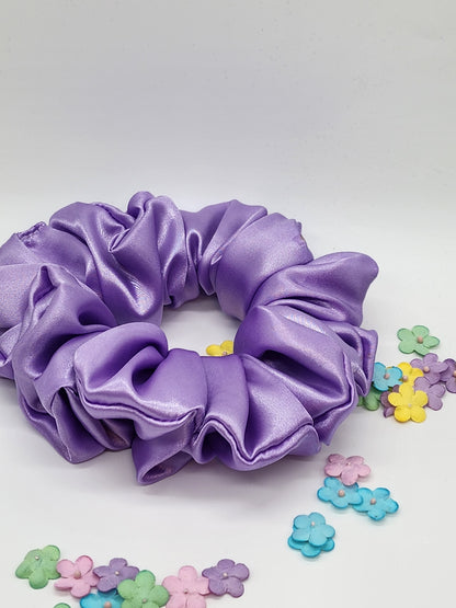 Purple XL, Standard and Small Satin Scrunchies